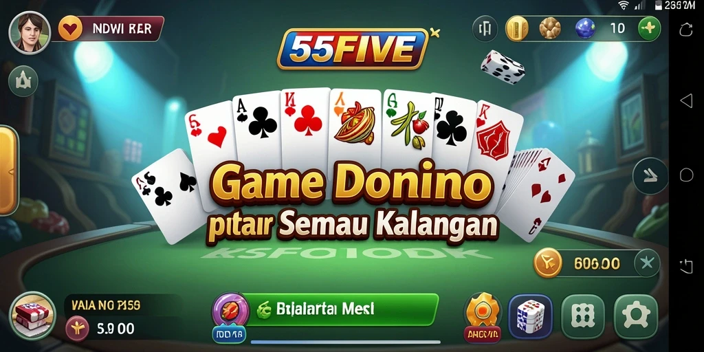 Screenshot gameplay domino 55FIVE yang seru dan interaktif.