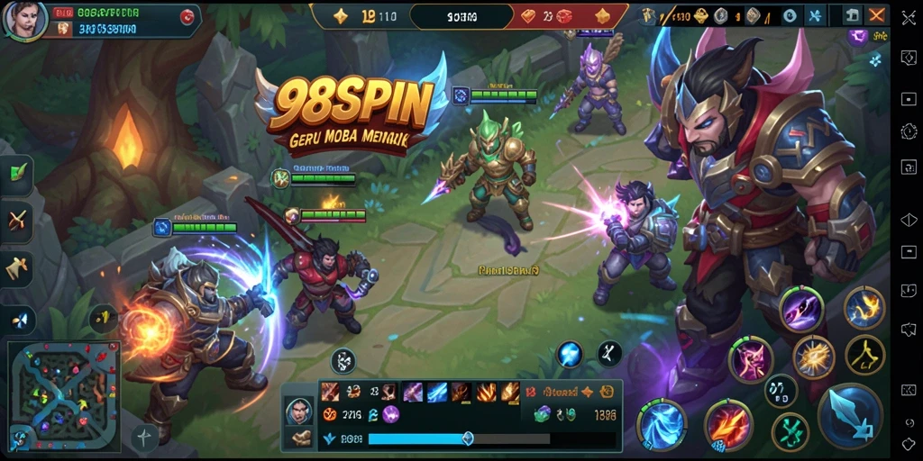 Tangkapan layar menampilkan pertarungan epik dalam game MOBA 988SPIN.