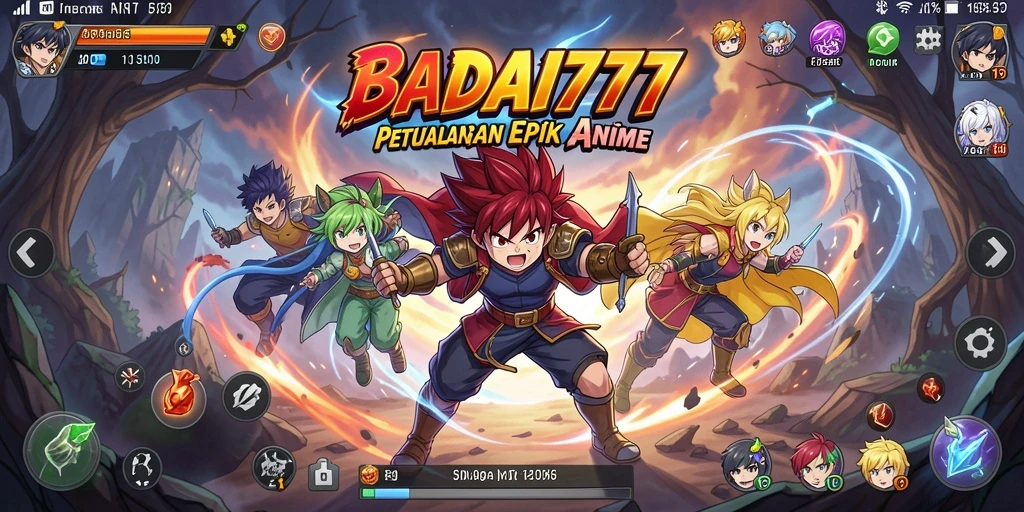 Tampilan gameplay menakjubkan dari BADAI777 dengan karakter anime.