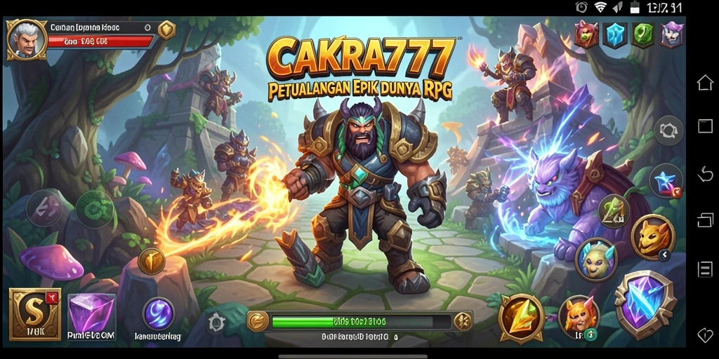 Menampilkan aksi epik dalam gameplay RPG CAKRA777.