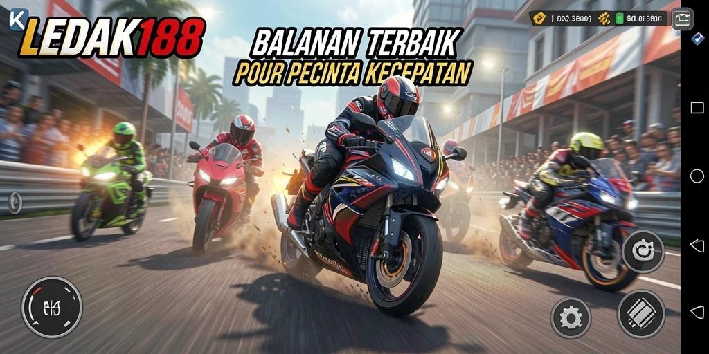 Screenshot gameplay LEDAK188 yang menampilkan balapan mendebarkan.