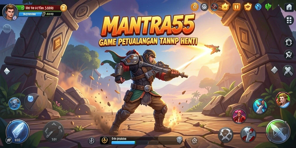 Screenshot gameplay MANTRA55 menampilkan aksi seru dan grafis yang menakjubkan.