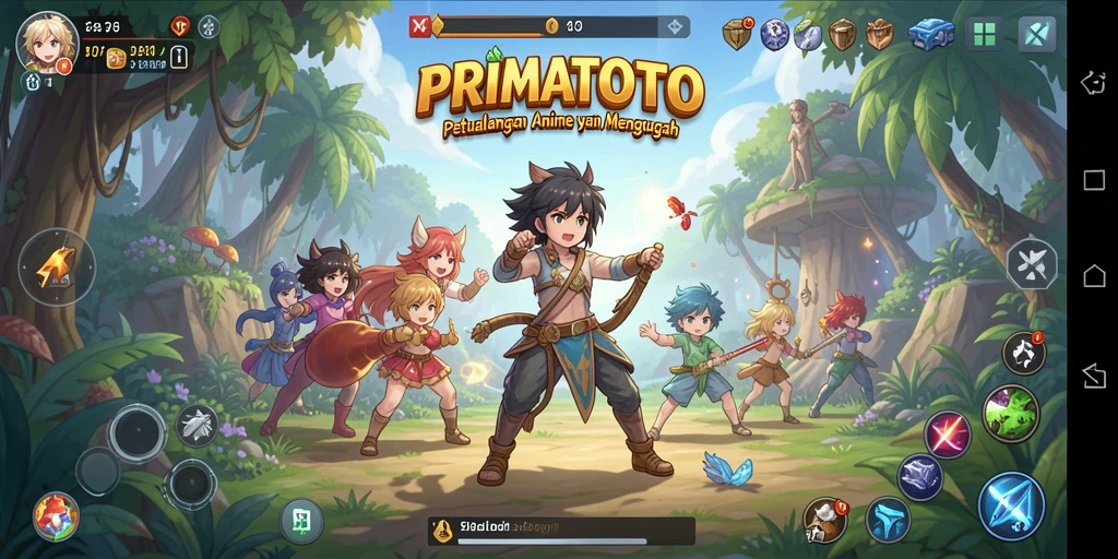 Tangkapan layar PRIMATOTO menunjukkan aksi seru dalam petualangan Anime.